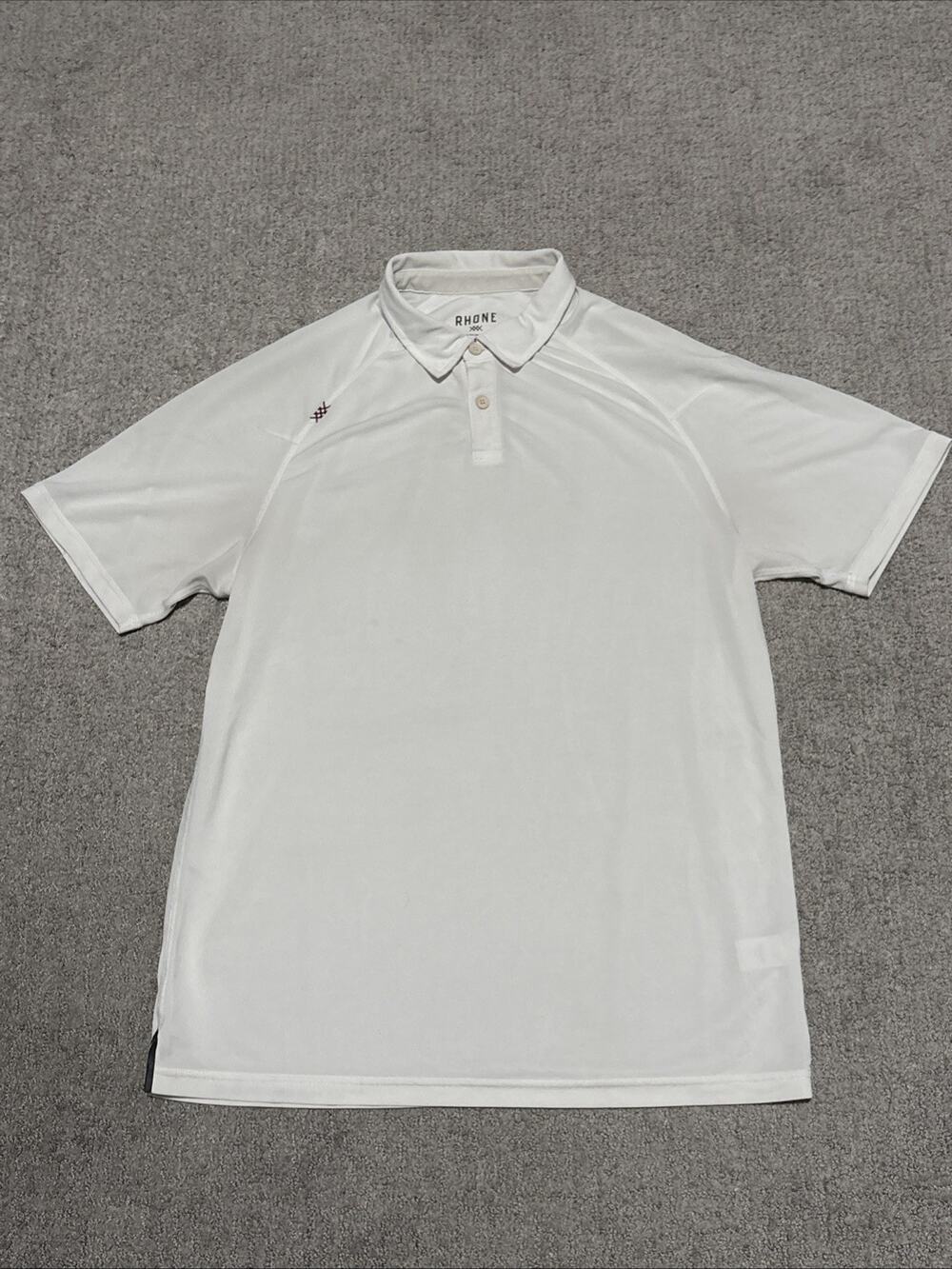 Rhone Delta Pique Polo Shirt Men's Off White Cream Short Sleeve Sport Sz Medium
